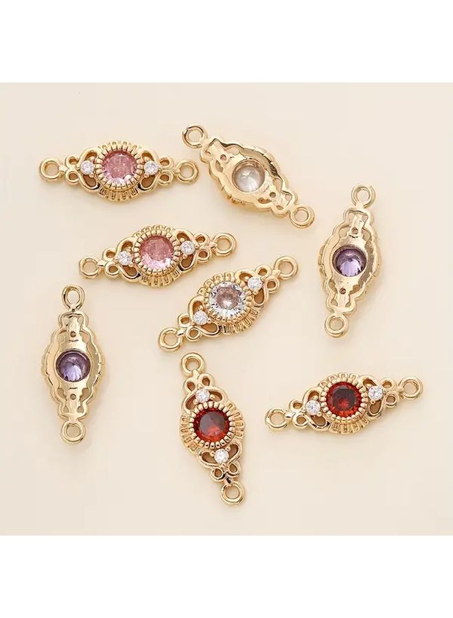 Golden Orange 18K Gold Plated Brass Floral Pendants With Gemstone Settings For DIY Jewelry Making - Image 3